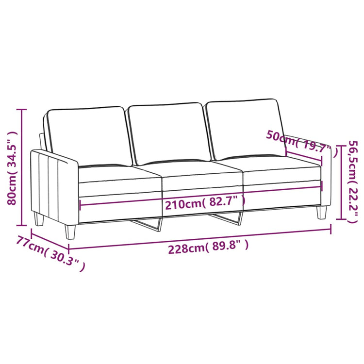 Divano a 3 Posti Tortora 210 cm in Tessuto cod mxl 27973