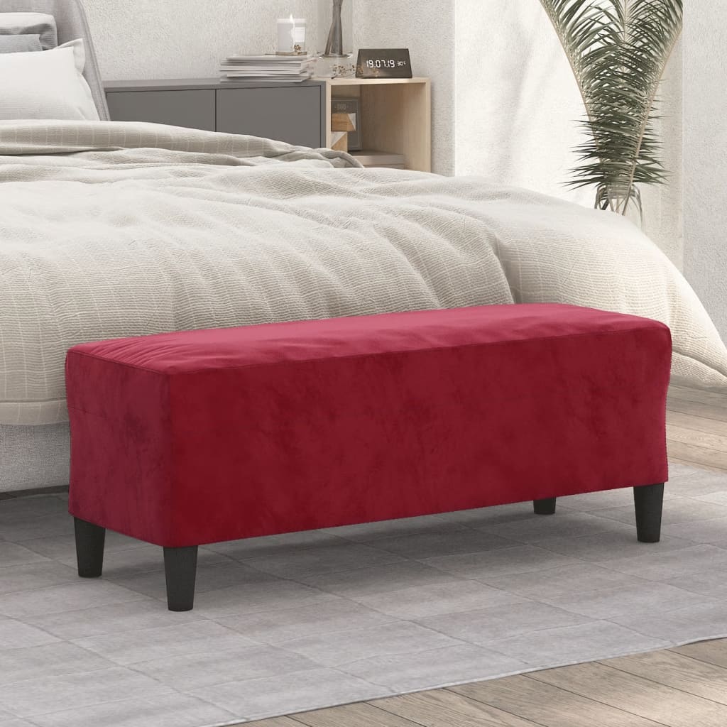 Panca Rosso Vino 100x35x41 cm in Velluto 349425