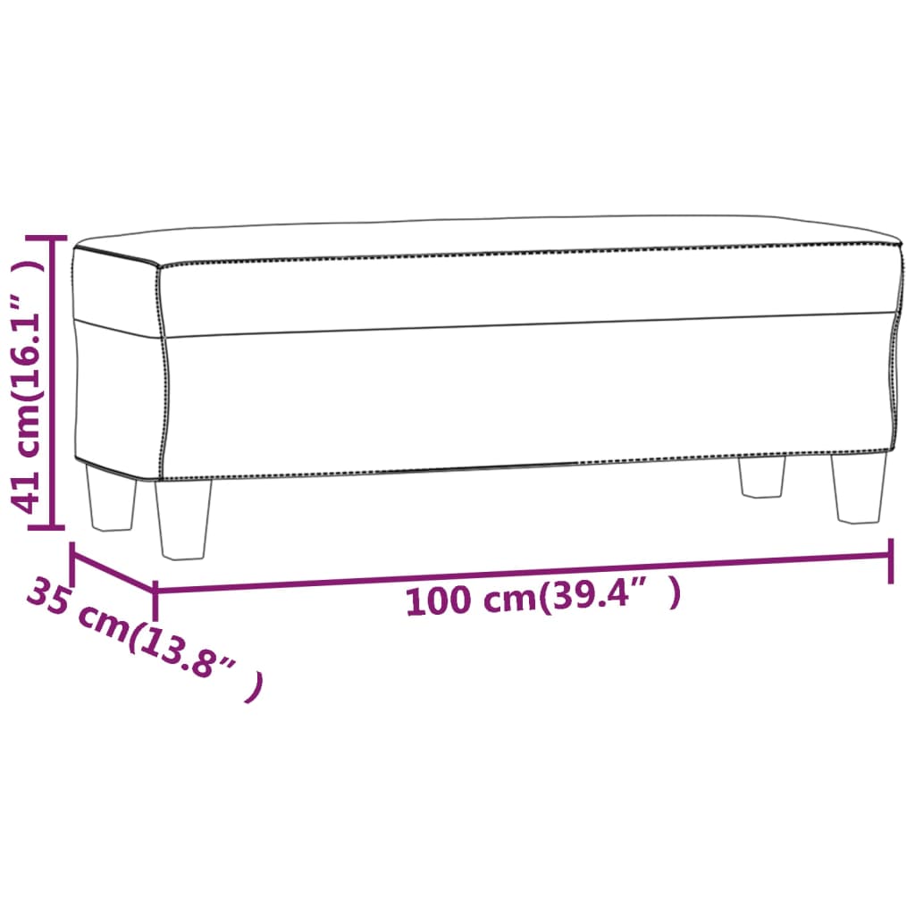 Panca Nera 100x35x41 cm in Similpelle 349459