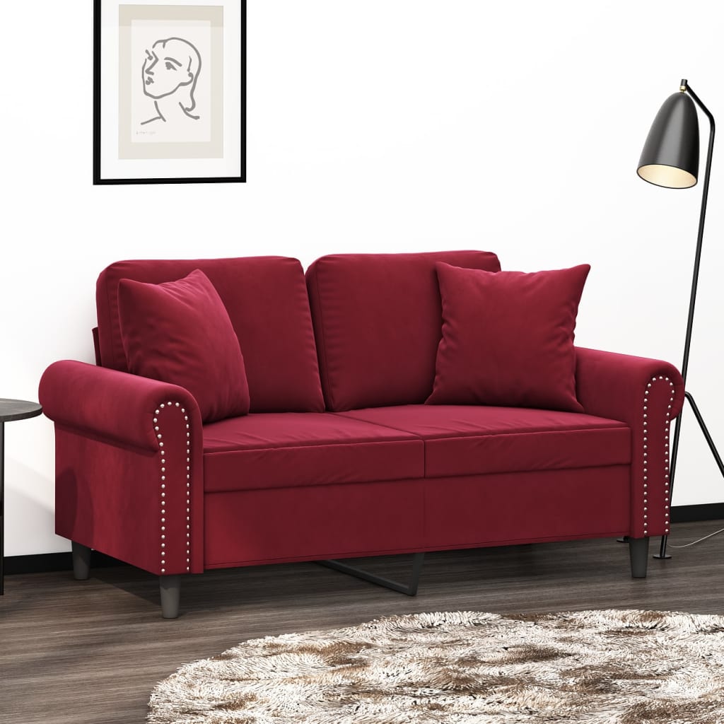 Cuscini Decorativi 2 pz Rosso Vino 40x40 cm in Velluto 349489