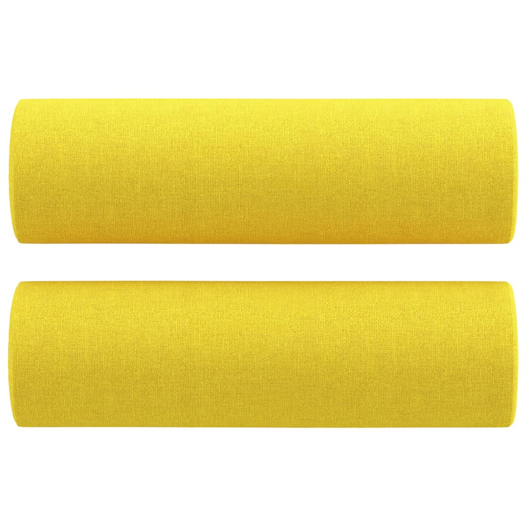 Cuscini Decorativi 2 pz Giallo Chiaro Ø15x50 cm in Tessuto 349506