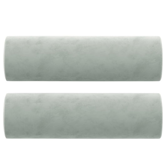 Cuscini Decorativi 2 pz Grigio Chiaro Ø15x50 cm in Velluto 349509