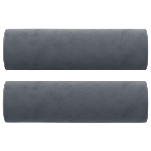 Cuscini Decorativi 2 pz Grigio Scuro Ø15x50 cm in Velluto cod mxl 78703