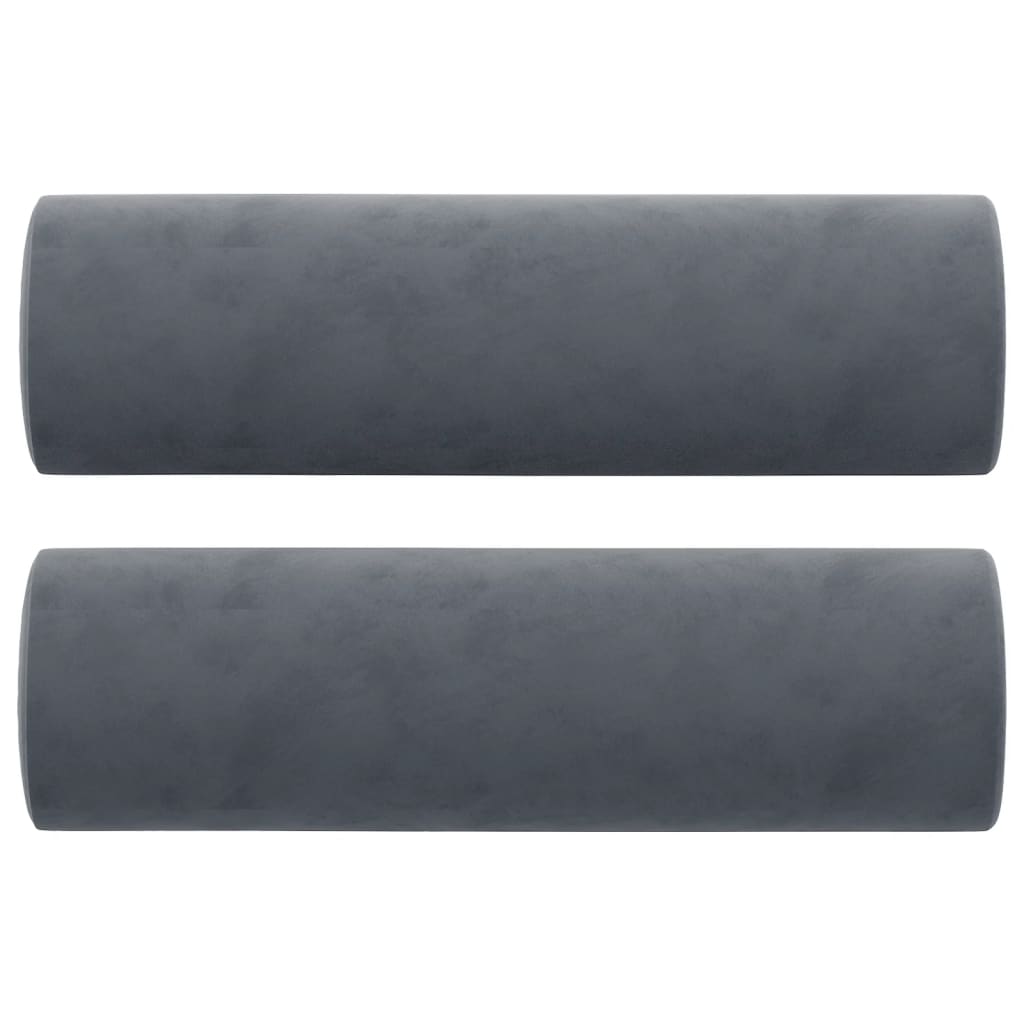 Cuscini Decorativi 2 pz Grigio Scuro Ø15x50 cm in Velluto 349510