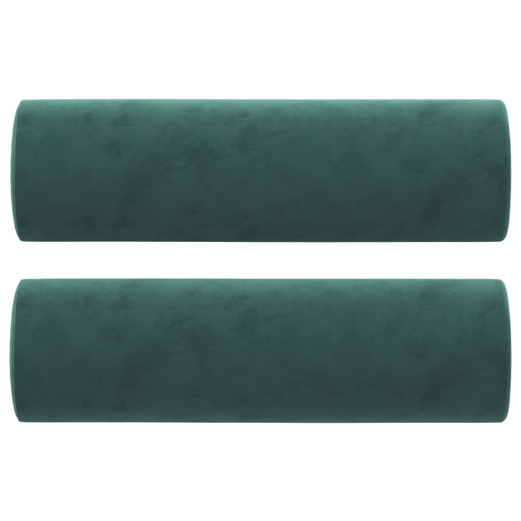 Cuscini Decorativi 2 pz Verde Scuro Ø15x50 cm in Velluto 349511