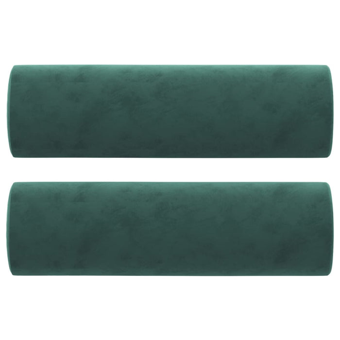 Cuscini Decorativi 2 pz Verde Scuro Ø15x50 cm in Velluto 349511