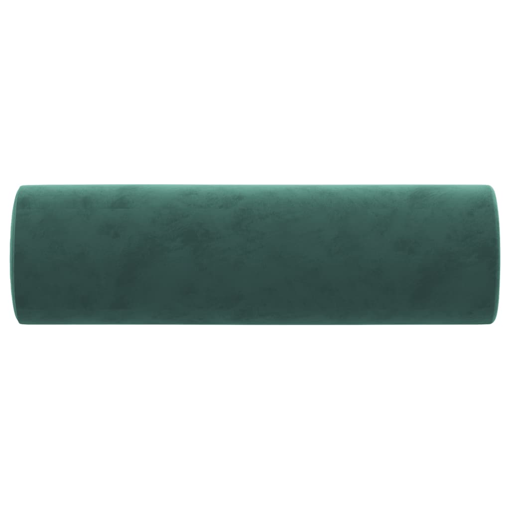 Cuscini Decorativi 2 pz Verde Scuro Ø15x50 cm in Velluto