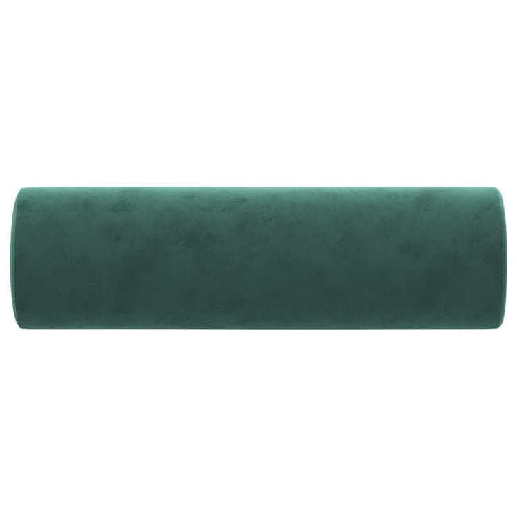 Cuscini Decorativi 2 pz Verde Scuro Ø15x50 cm in Velluto