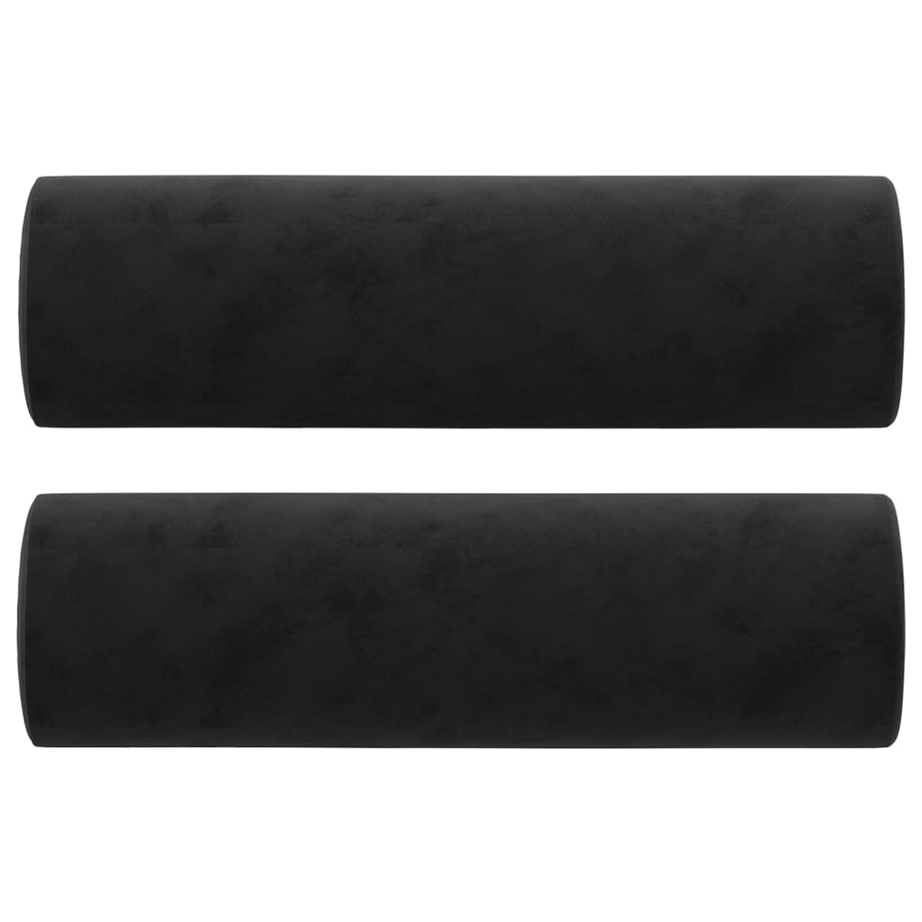 Cuscini Decorativi 2 pz Nero Ø15x50 cm in Vellutocod mxl 126529