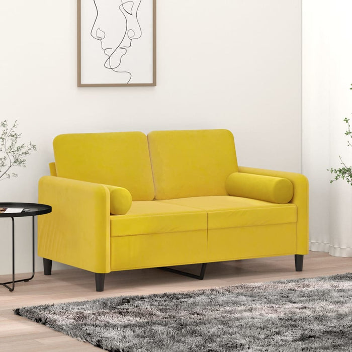 Cuscini Decorativi 2 pz Giallo Ø15x50 cm in Velluto