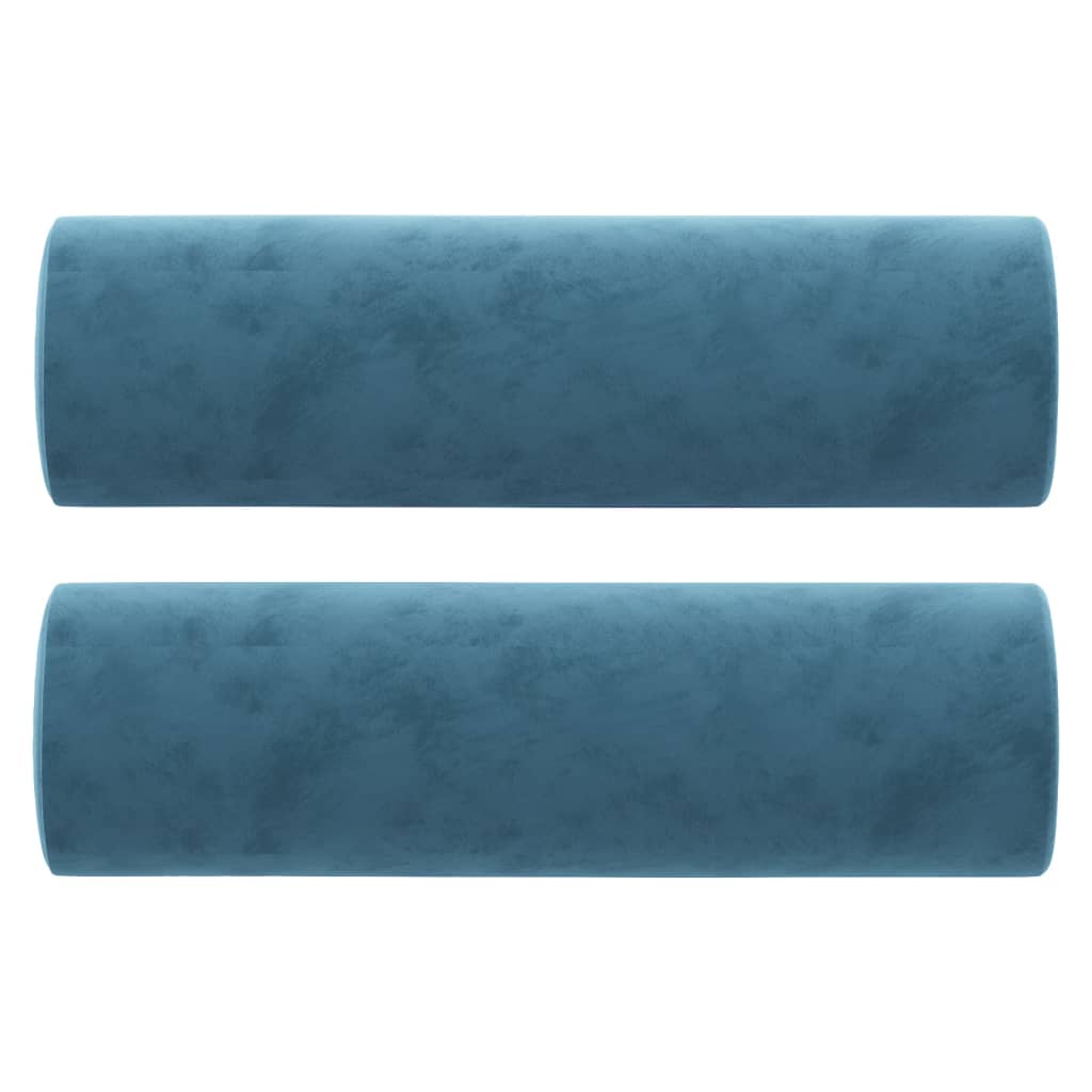 Cuscini Decorativi 2 pz Blu Ø15x50 cm in Velluto 349518