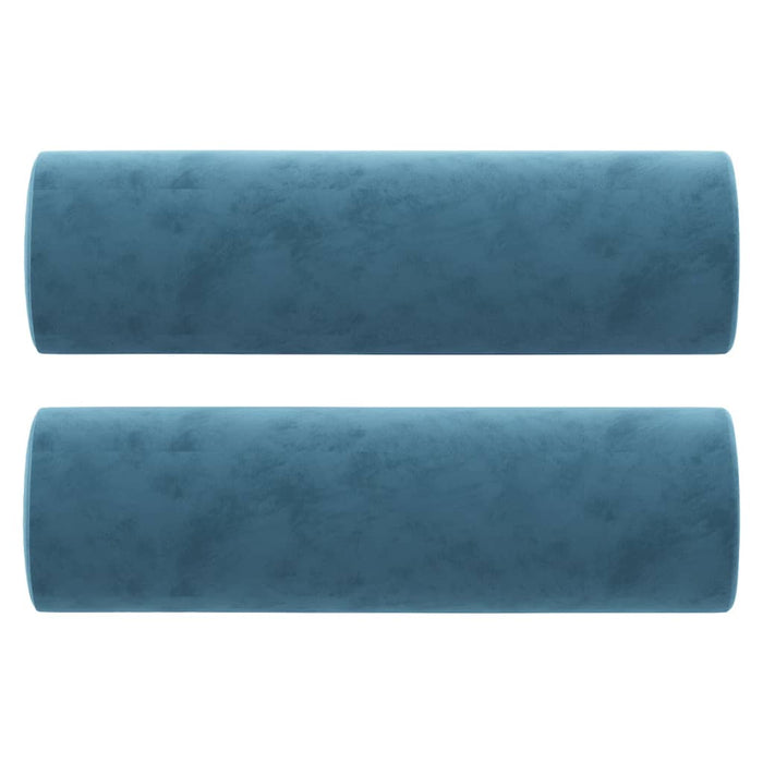 Cuscini Decorativi 2 pz Blu Ø15x50 cm in Velluto 349518