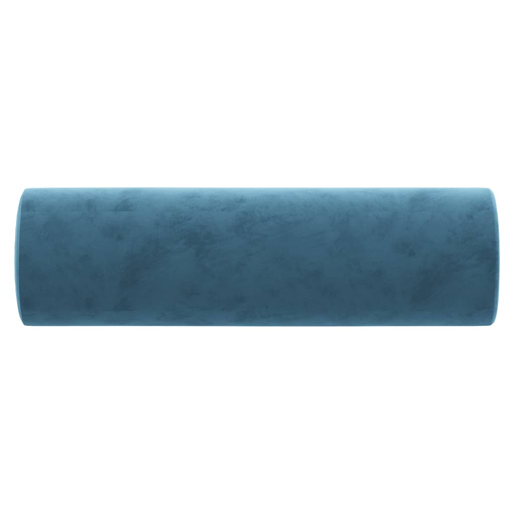 Cuscini Decorativi 2 pz Blu Ø15x50 cm in Velluto 349518