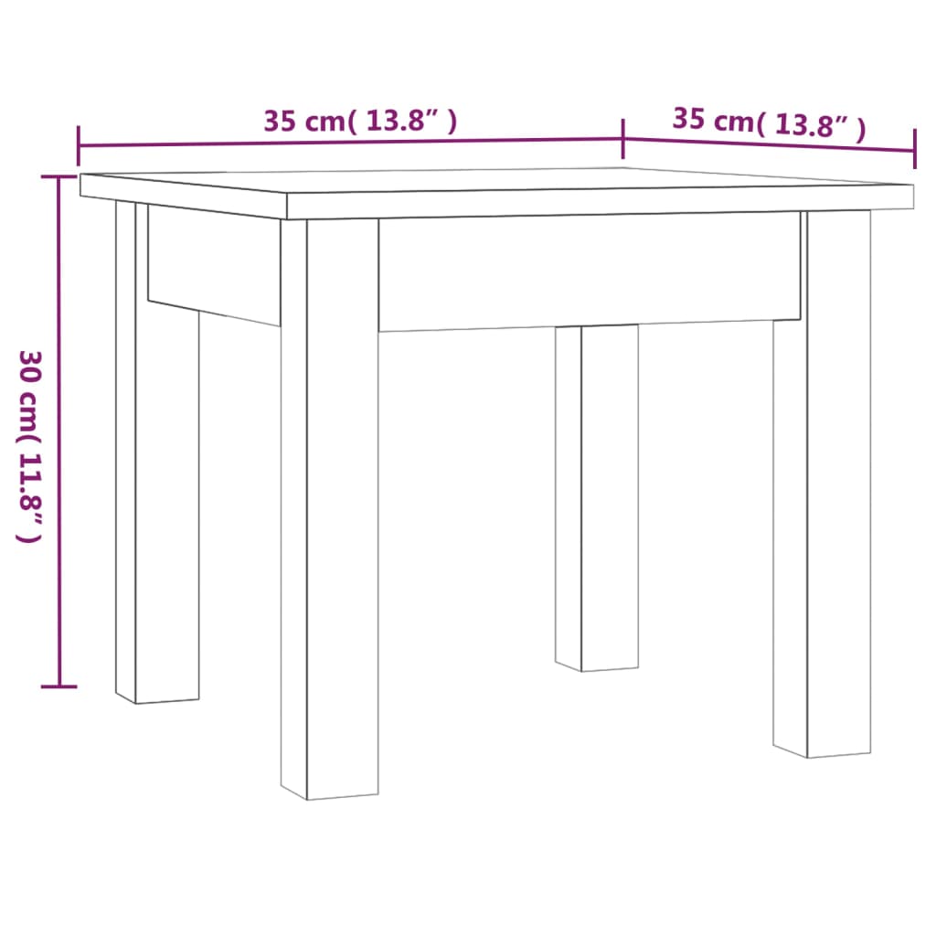 Tavolino da Salotto Bianco 35x35x30 cm Legno Massello di Pino