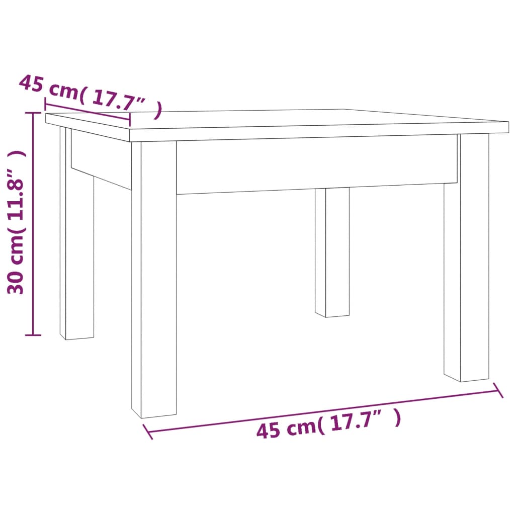 Tavolino da Salotto Bianco 45x45x30 cm Legno Massello di Pino 814225