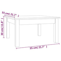 Tavolino da Salotto Grigio 55x55x30 cm Legno Massello di Pino