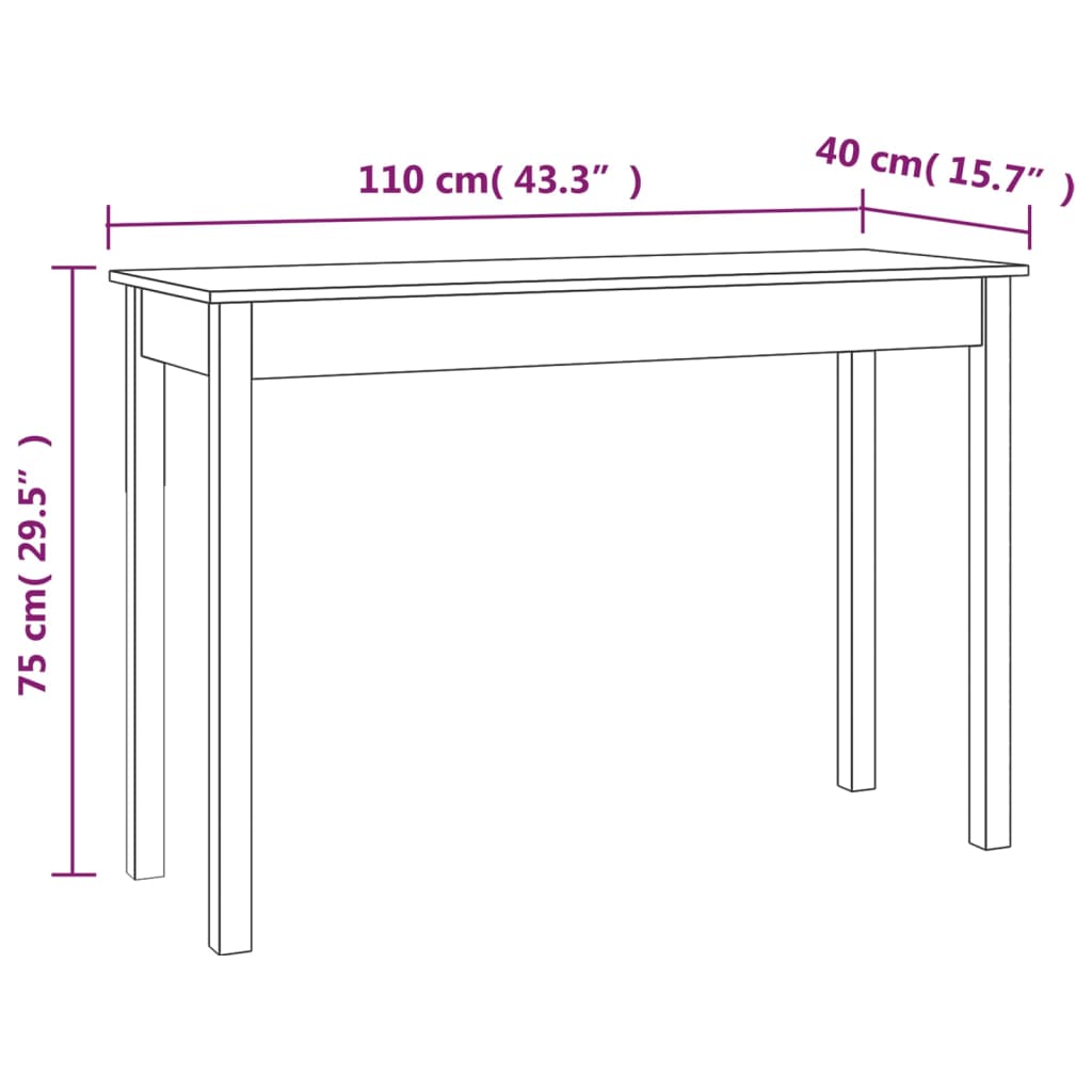 Tavolo Consolle Bianco 110x40x75 cm in Legno Massello di Pino cod mxl 15041