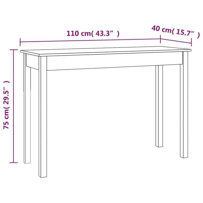 Tavolo Consolle Bianco 110x40x75 cm in Legno Massello di Pino cod mxl 15041