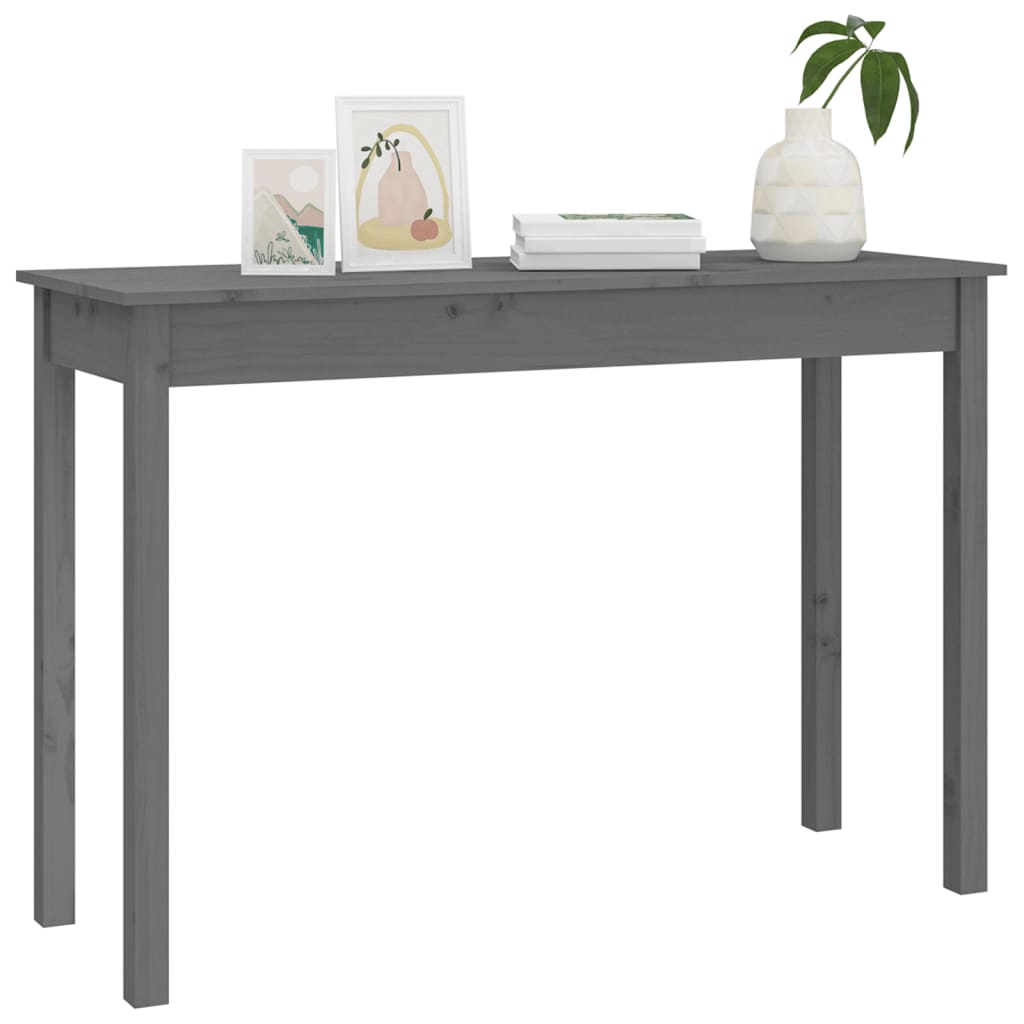 Tavolo Consolle Grigio 110x40x75 cm in Legno Massello di Pino 814241