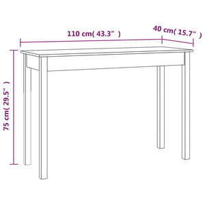 Tavolo Consolle Grigio 110x40x75 cm in Legno Massello di Pino 814241