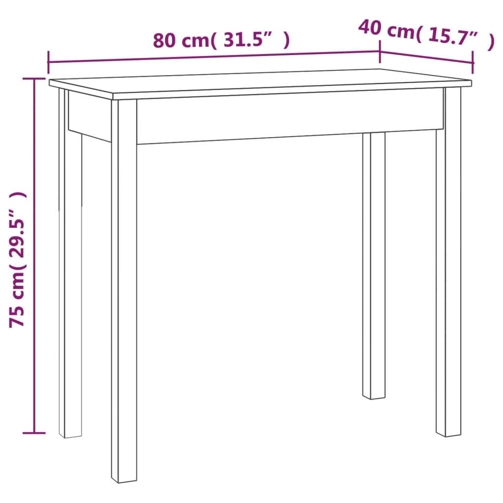 Tavolo Consolle 80x40x75 cm in Legno Massello di Pino cod mxl 64768