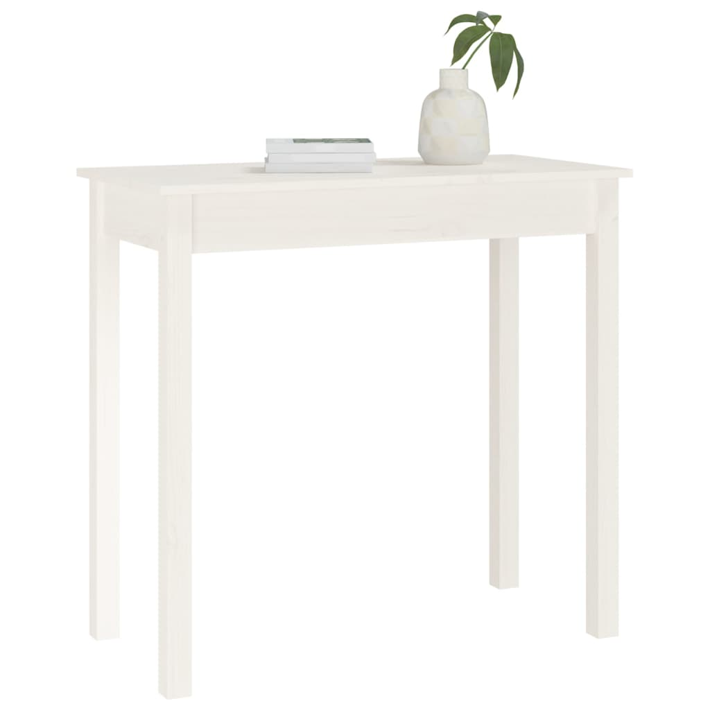 Tavolo Consolle Bianco 80x40x75 cm in Legno Massello di Pino 814245