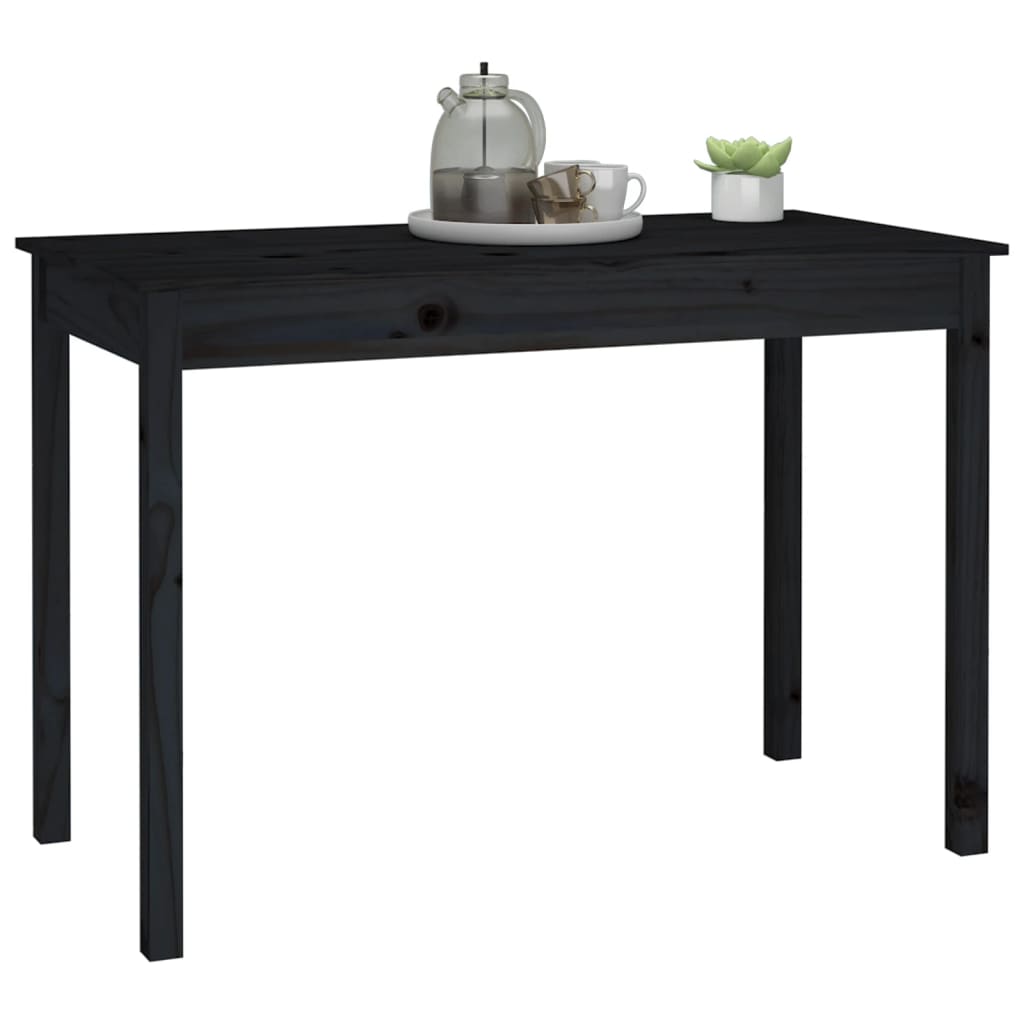 Tavolo da Pranzo Nero 110x55x75 cm in Legno Massello di Pino