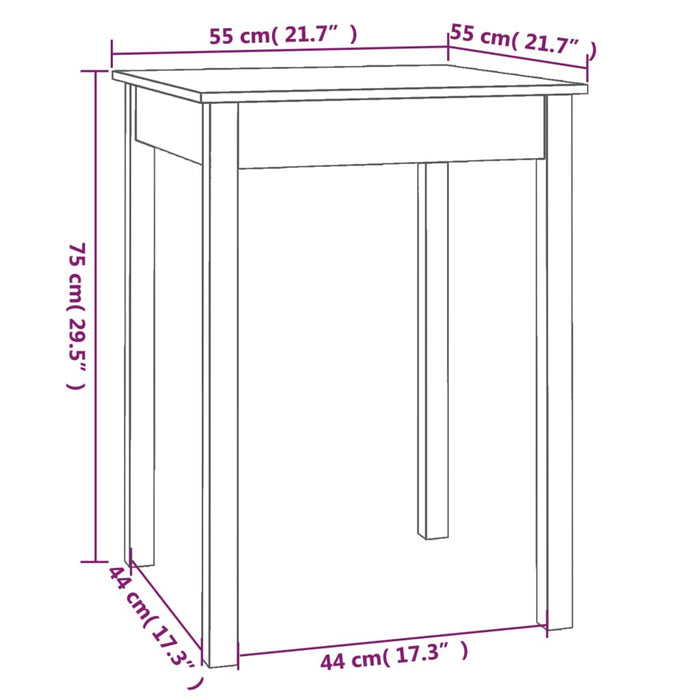 Tavolo da Pranzo 55x55x75 cm in Legno Massello di Pino 814254