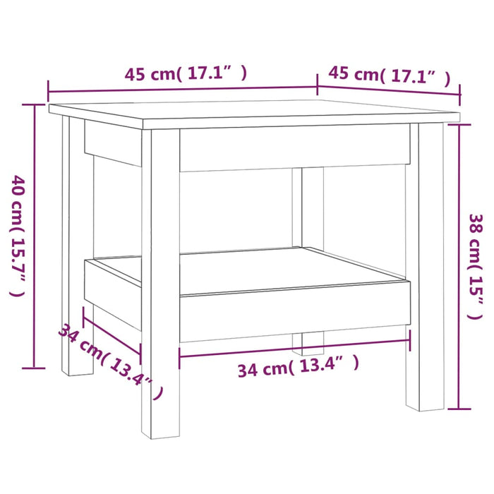 Tavolino da Salotto Bianco 45x45x40 cm Legno Massello di Pino cod mxl 11642