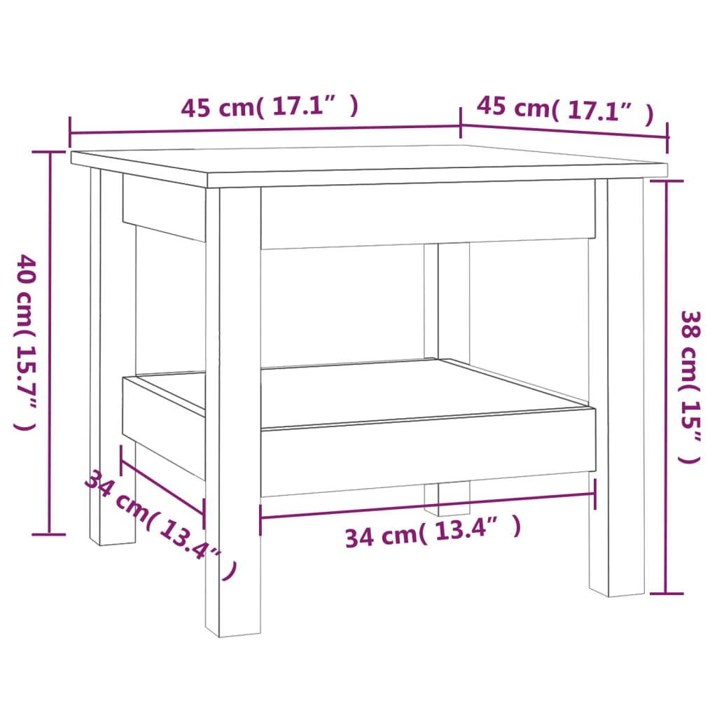 Tavolino da Salotto Miele 45x45x40 cm Legno Massello di Pino