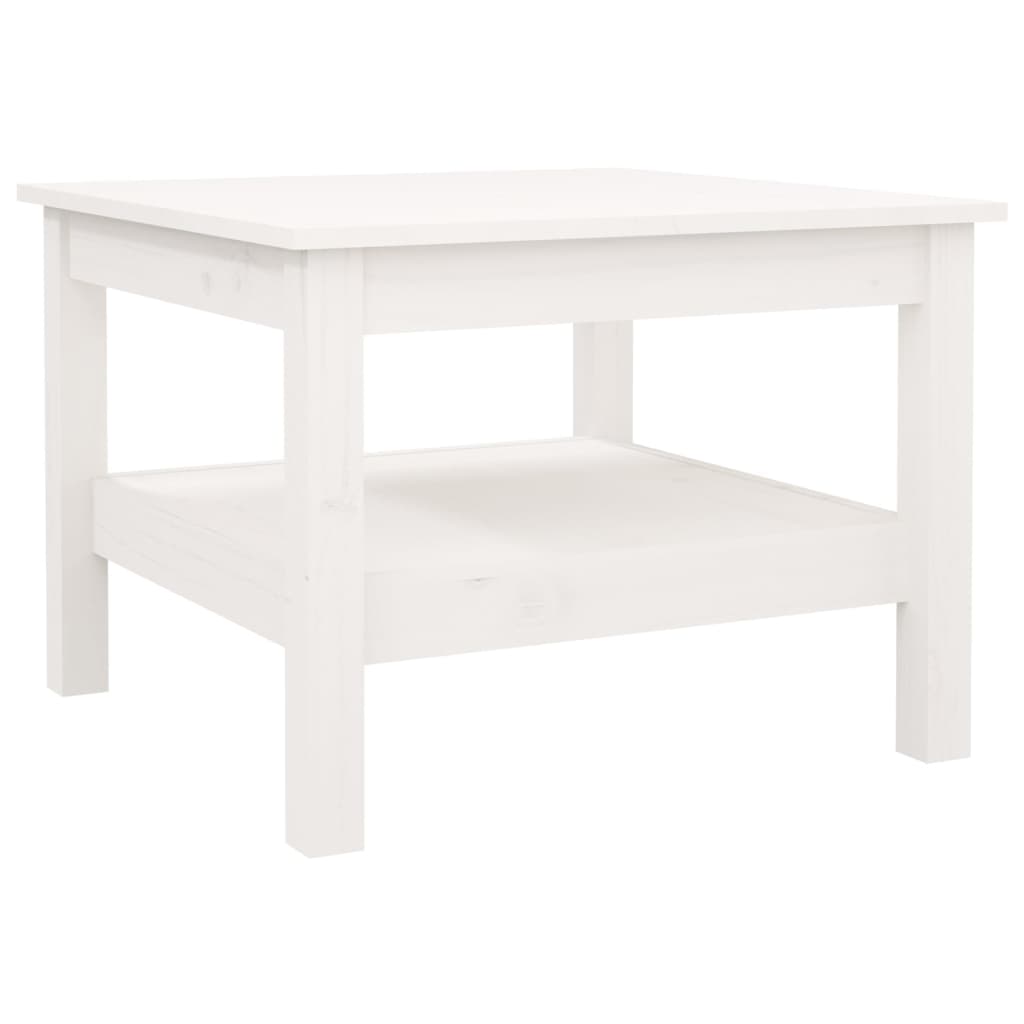 Tavolino da Salotto Bianco 55x55x40 cm Legno Massello di Pino