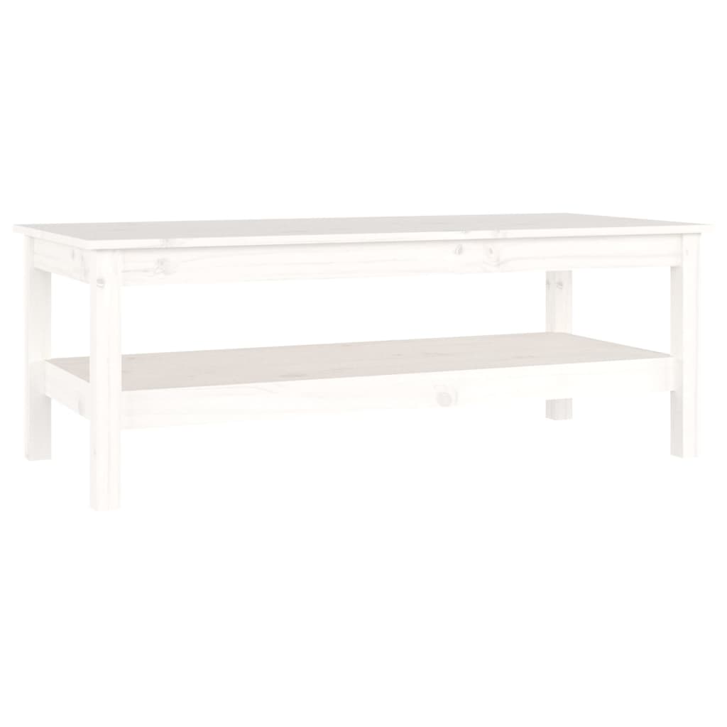 Tavolino da Salotto Bianco 110x50x40 cm Legno Massello di Pino 814275