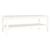 Tavolino da Salotto Bianco 110x50x40 cm Legno Massello di Pino 814275