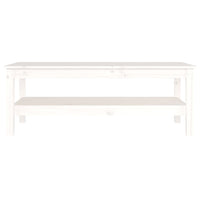 Tavolino da Salotto Bianco 110x50x40 cm Legno Massello di Pino 814275