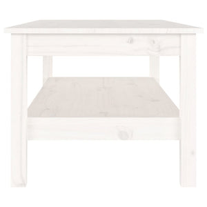 Tavolino da Salotto Bianco 110x50x40 cm Legno Massello di Pino 814275