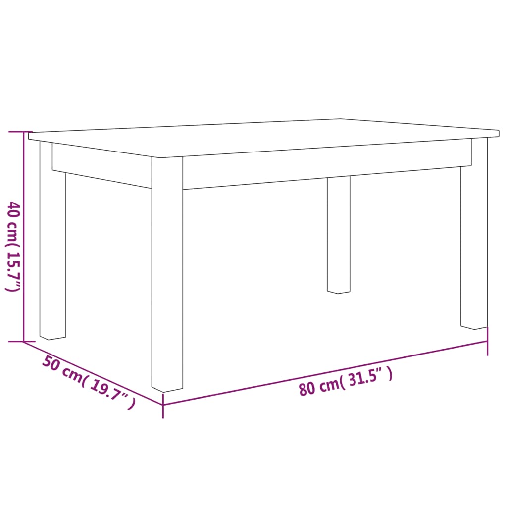 Tavolino da Salotto Bianco 80x50x40 cm Legno Massello di Pino cod mxl 21125