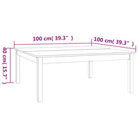 Tavolino da Salotto Miele 100x100x40 cm Legno Massello di Pino 814292