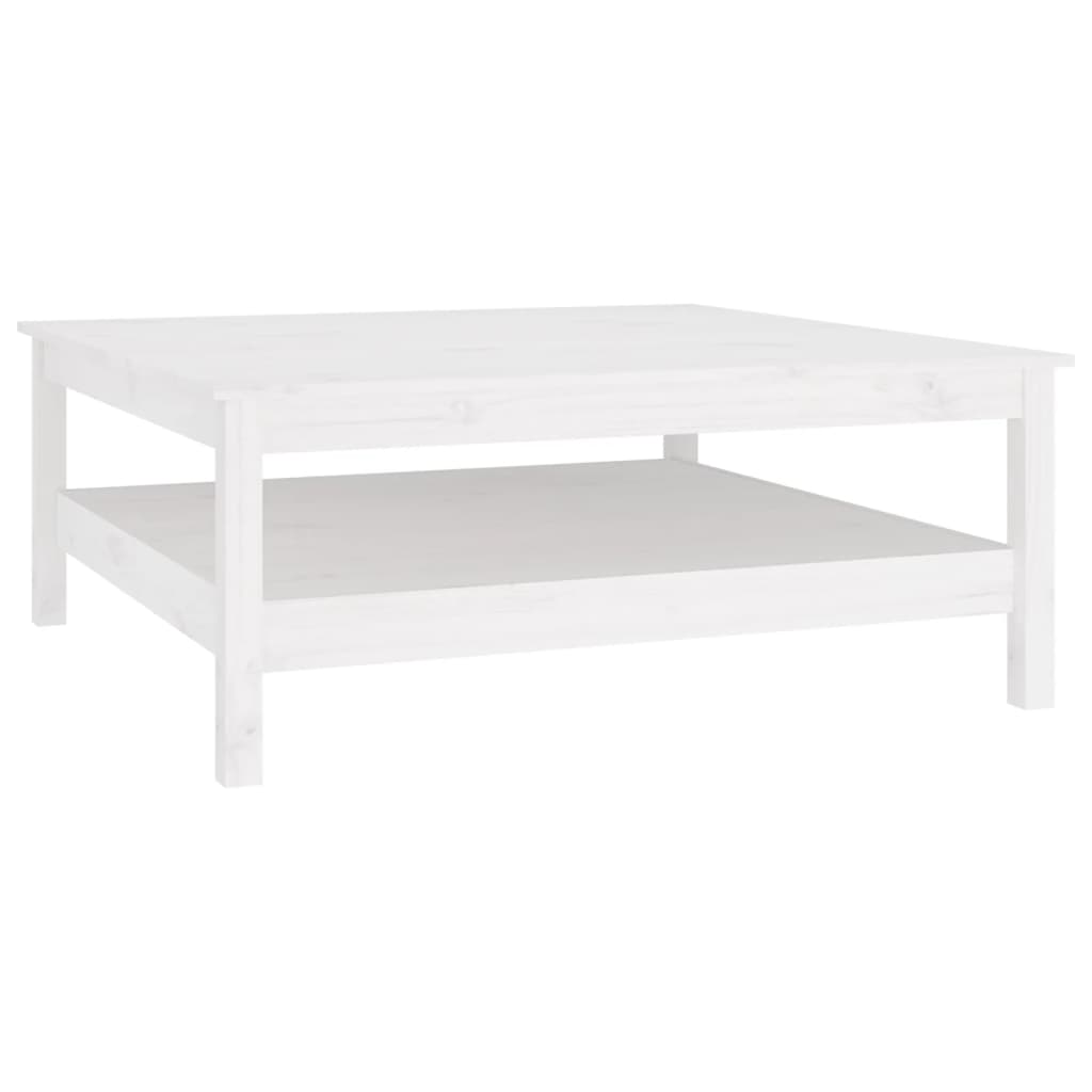 Tavolino da Salotto Bianco 100x100x40 cm Legno Massello di Pino cod mxl 9232