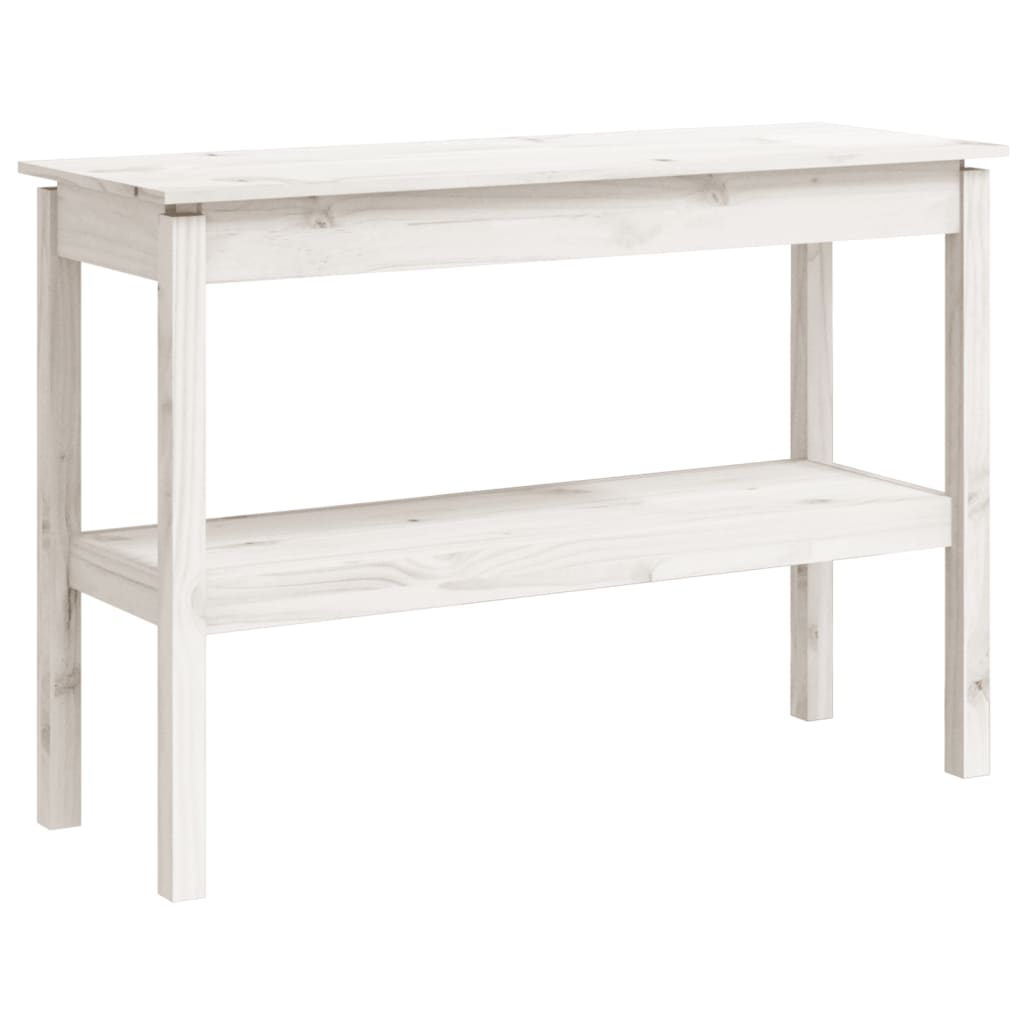 Tavolo Consolle Bianco 110x40x75 cm in Legno Massello di Pino