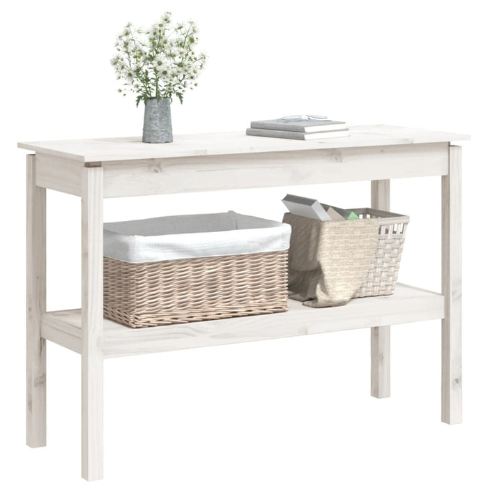 Tavolo Consolle Bianco 110x40x75 cm in Legno Massello di Pino