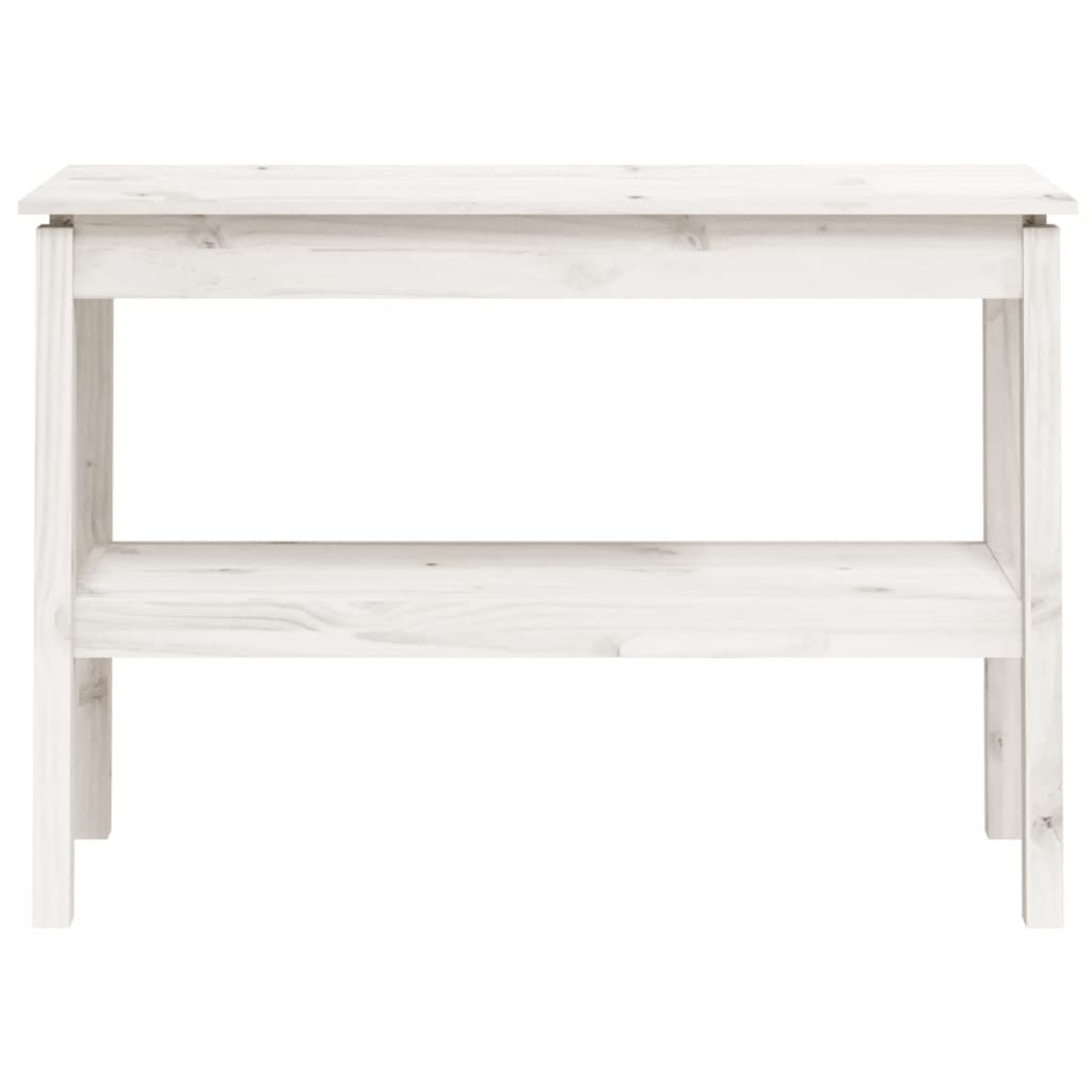 Tavolo Consolle Bianco 110x40x75 cm in Legno Massello di Pino