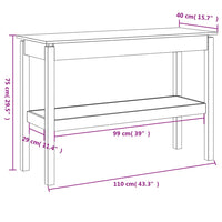 Tavolo Consolle Bianco 110x40x75 cm in Legno Massello di Pino