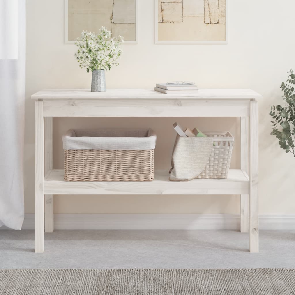 Tavolo Consolle Bianco 110x40x75 cm in Legno Massello di Pino 814300