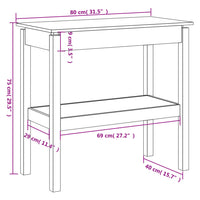 Tavolo Consolle 80x40x75 cm in Legno Massello di Pino 814304