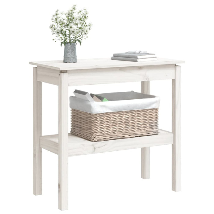 Tavolo Consolle Bianco 80x40x75 cm in Legno Massello di Pino 814305