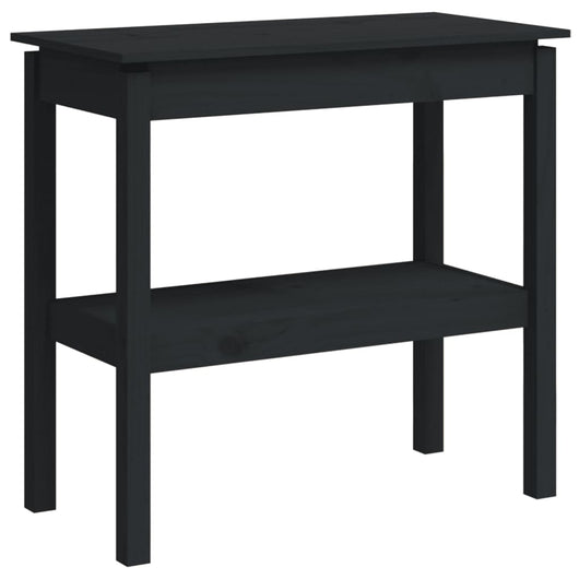 Tavolo Consolle Nero 80x40x75 cm in Legno Massello di Pino 814308