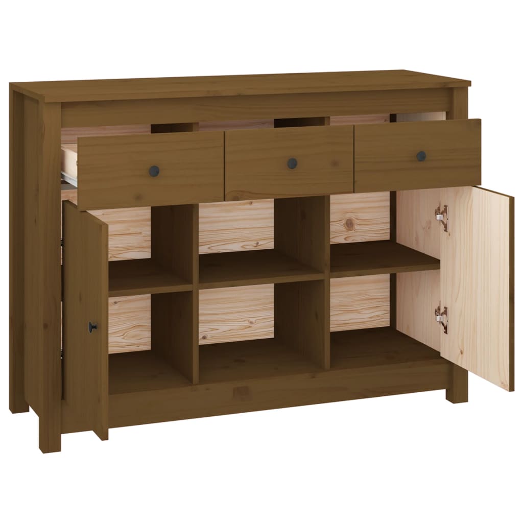 Credenza Miele 100x35x74,5 cm in Legno Massello di Pino