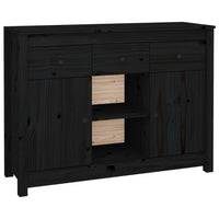 Credenza Nera 100x35x74,5 cm in Legno Massello di Pino