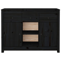 Credenza Nera 100x35x74,5 cm in Legno Massello di Pino