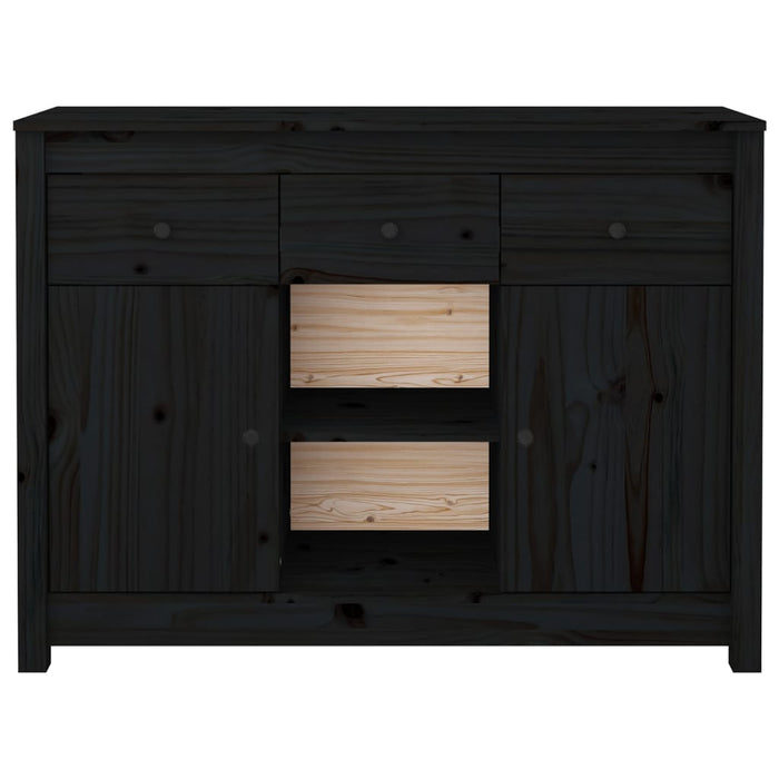 Credenza Nera 100x35x74,5 cm in Legno Massello di Pino